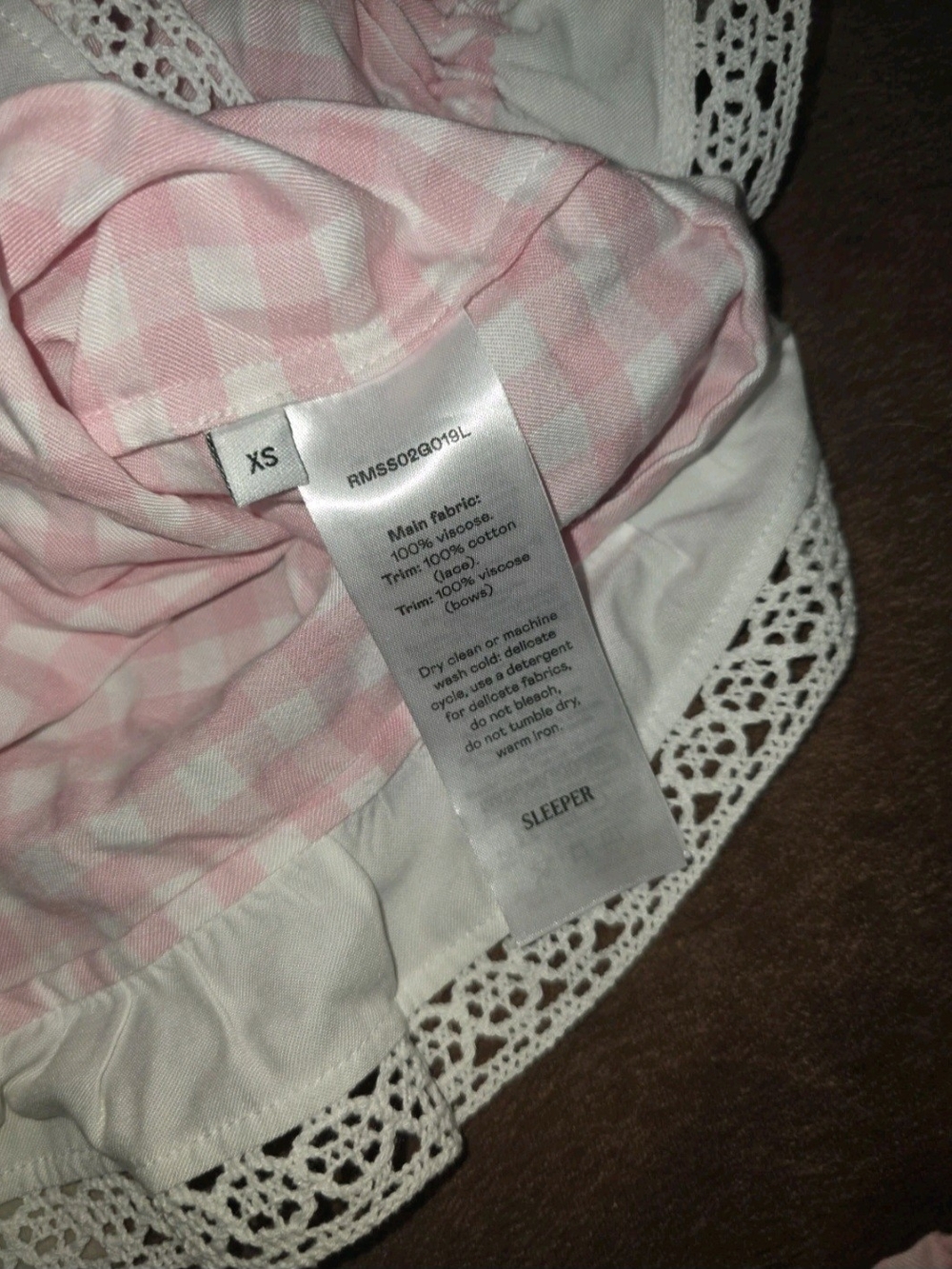 Sleeper Romantica Gingham Lounge Set Pink Shorts Pajamas Size XS Oversized